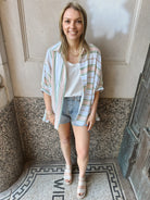 Pastels Striped Button Down Top-Final Sale-Short Sleeve Tops-ENTRO-The Silo Boutique, Women's Fashion Boutique Located in Warren and Grand Forks North Dakota