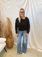 Asymmetric Neck Sweater-Black-Sweaters-stacatto-The Silo Boutique, Women's Fashion Boutique Located in Warren and Grand Forks North Dakota