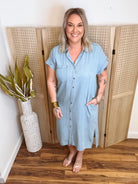 Effortless Denim Shirt Dress-Final Sale Online Only-Dresses-ENTRO-The Silo Boutique, Women's Fashion Boutique Located in Warren and Grand Forks North Dakota