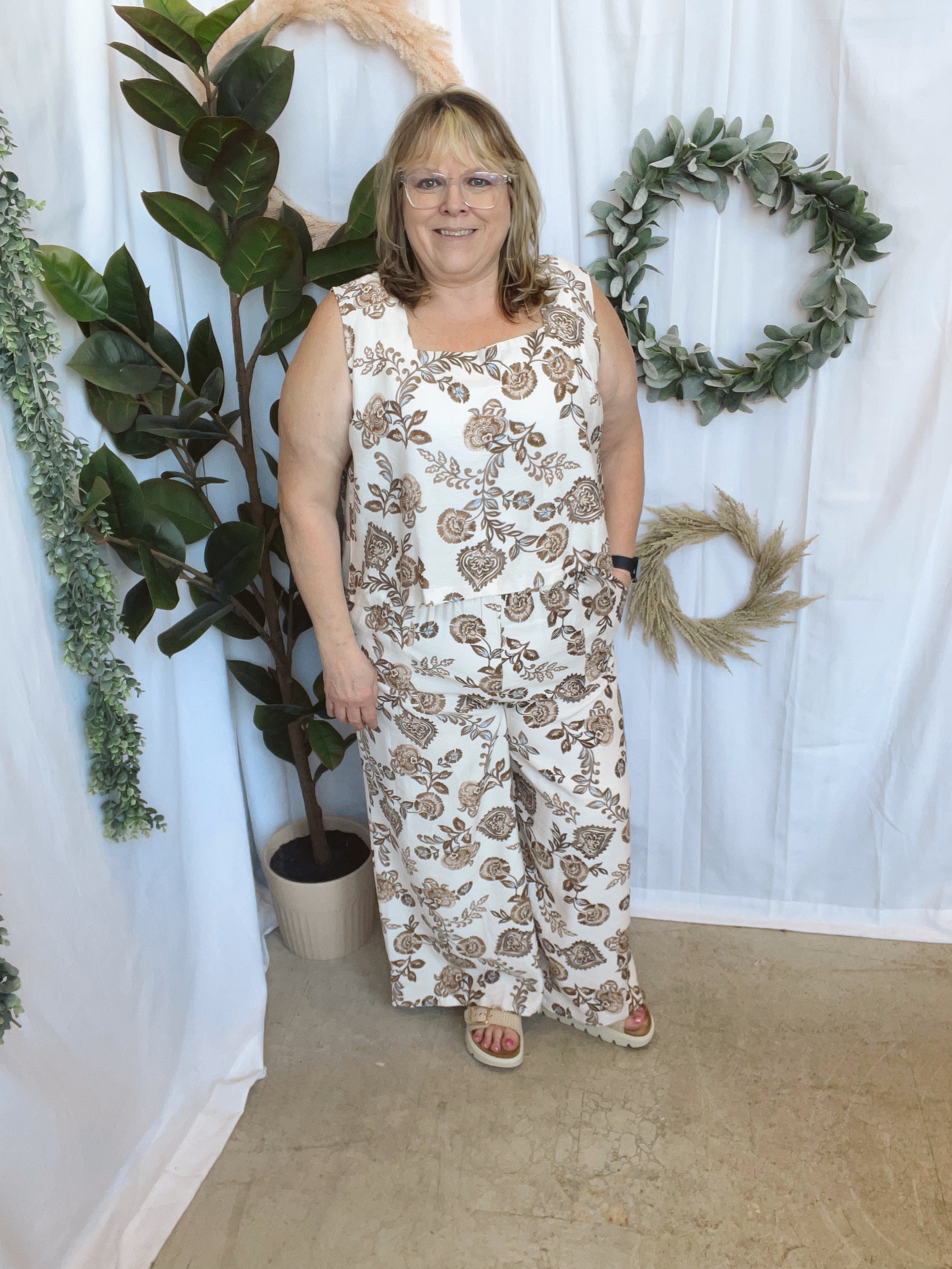 Paisley Wide Leg Pants-Pants-cozy co-The Silo Boutique, Women's Fashion Boutique Located in Warren and Grand Forks North Dakota