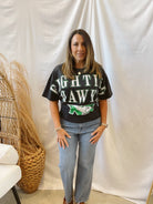 UND Southern Split Oversized Band Tee-Graphic Tees-gameday social-The Silo Boutique, Women's Fashion Boutique Located in Warren and Grand Forks North Dakota