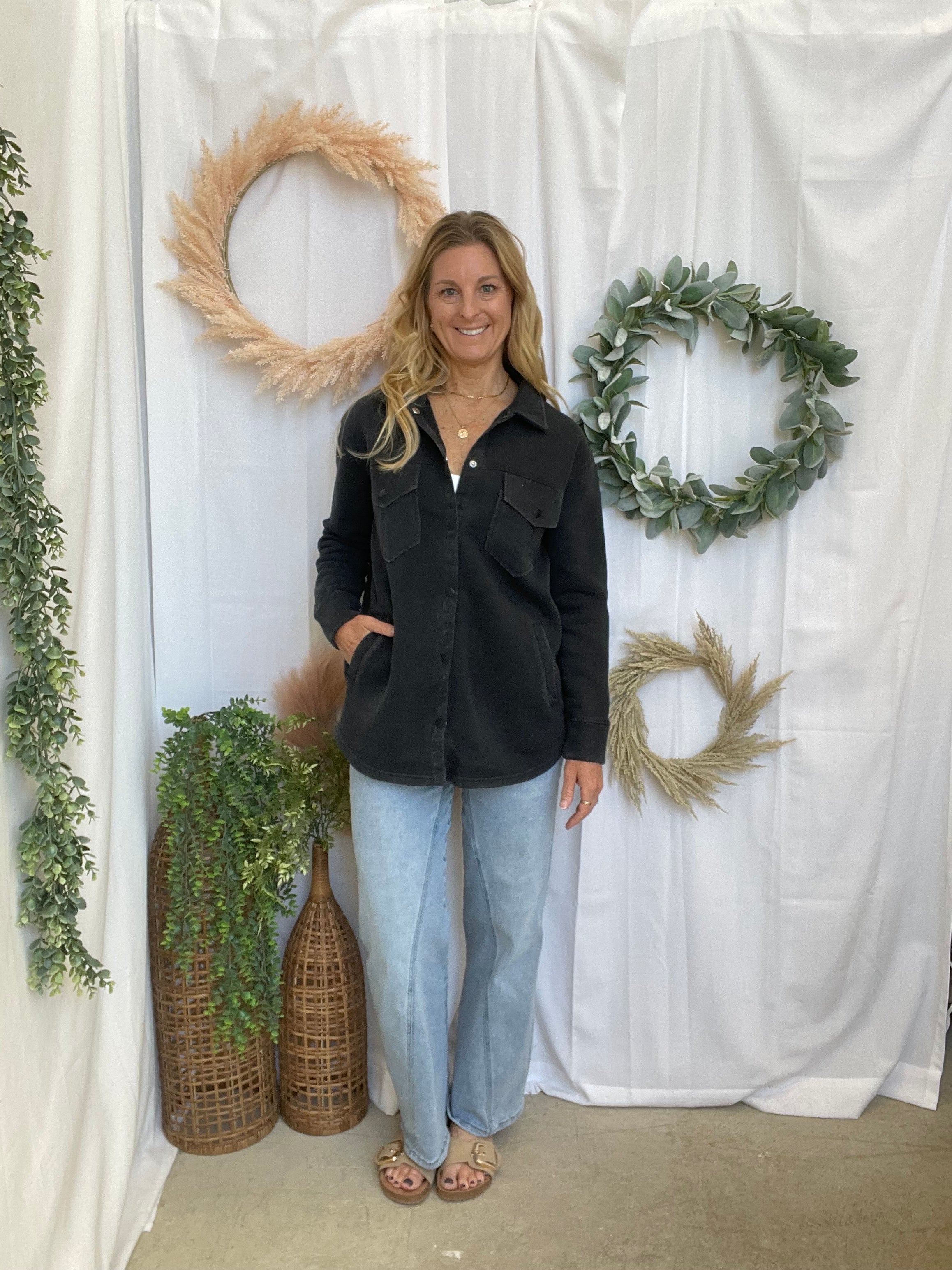 Mono B Snap Shacket-Black-Coats & Jackets-mono b-The Silo Boutique, Women's Fashion Boutique Located in Warren and Grand Forks North Dakota