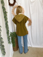 Hanna Hooded Cape Vest-Moss-Vests-staccato-The Silo Boutique, Women's Fashion Boutique Located in Warren and Grand Forks North Dakota