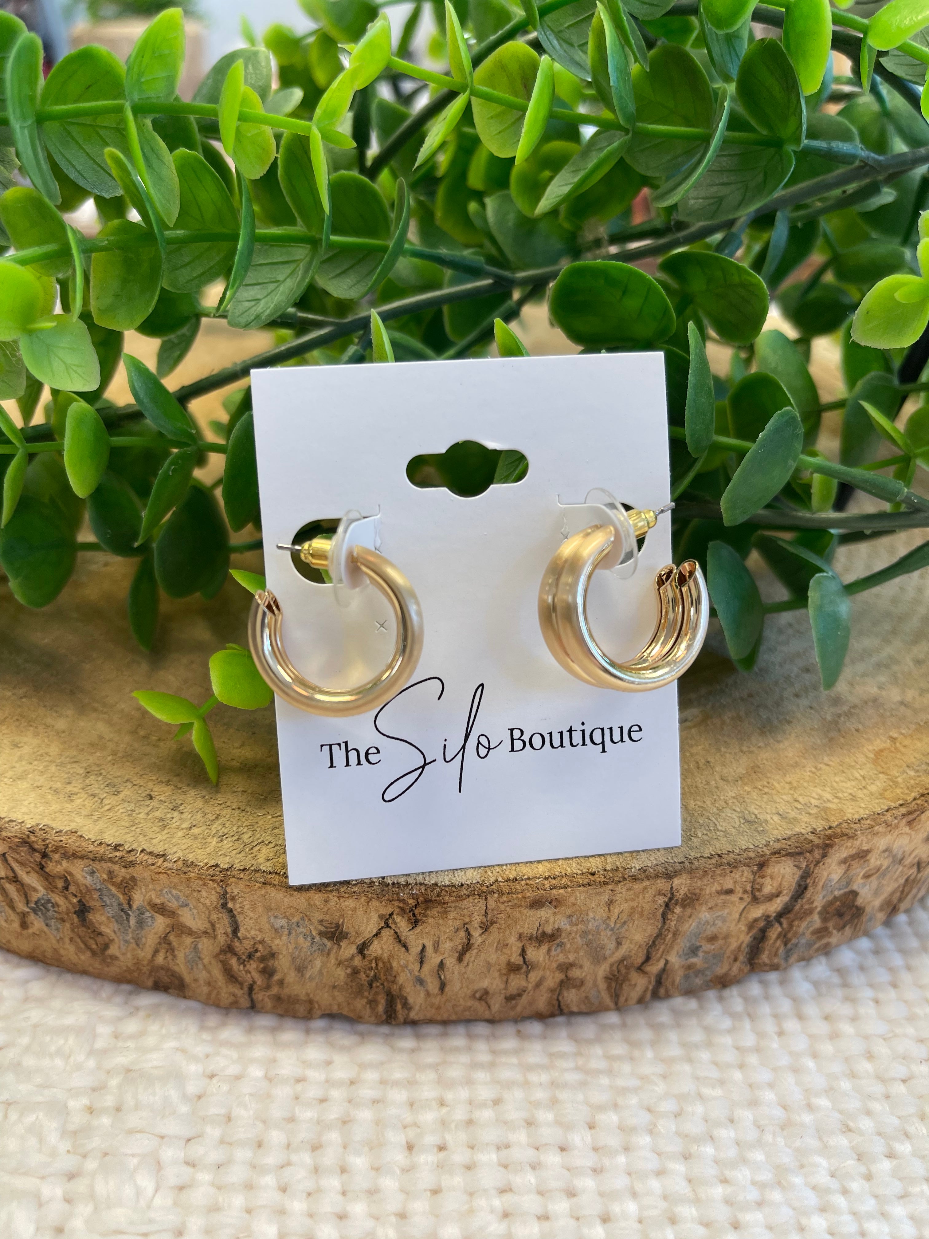 Small Double Hoop Earrings-Earrings-Fame-The Silo Boutique, Women's Fashion Boutique Located in Warren and Grand Forks North Dakota