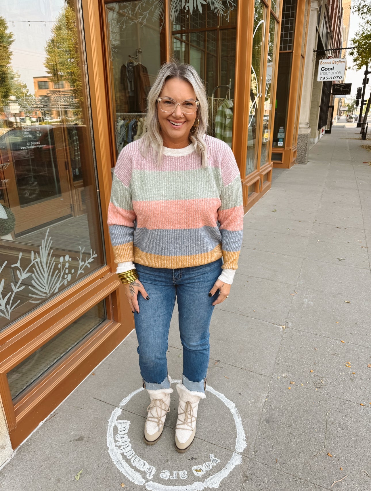 Texture Multi Stripe Sweater-Cardigans-staccato-The Silo Boutique, Women's Fashion Boutique Located in Warren and Grand Forks North Dakota