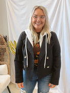 Twofer Hooded Jacket-Black-Final Sale-Coats & Jackets-hem and thread-The Silo Boutique, Women's Fashion Boutique Located in Warren and Grand Forks North Dakota