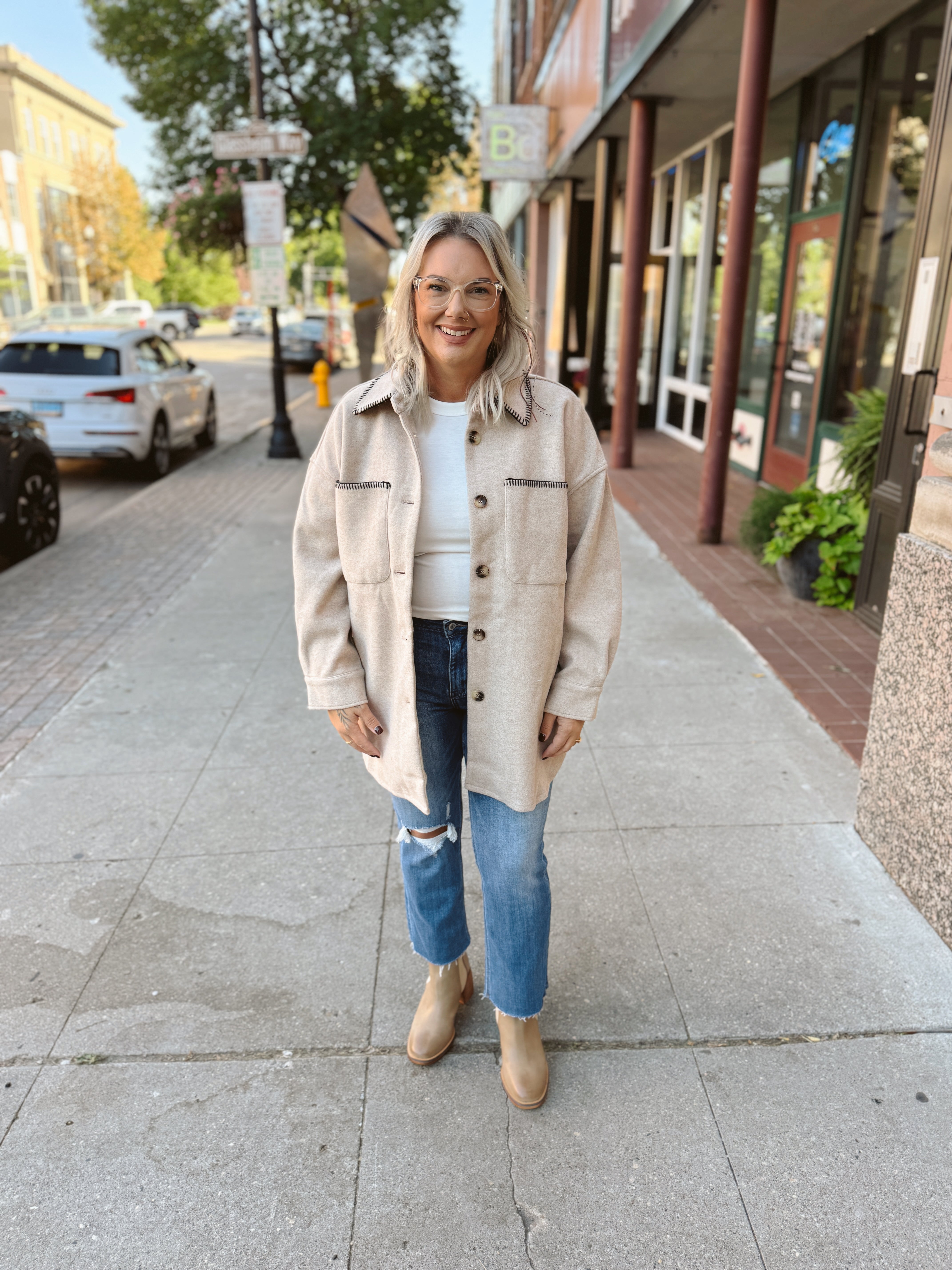 Taupe Fleece Shacket-Shackets-geegee-The Silo Boutique, Women's Fashion Boutique Located in Warren and Grand Forks North Dakota