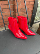 Bamboo Pisa Red Bootie-Boots-bamboo-The Silo Boutique, Women's Fashion Boutique Located in Warren and Grand Forks North Dakota