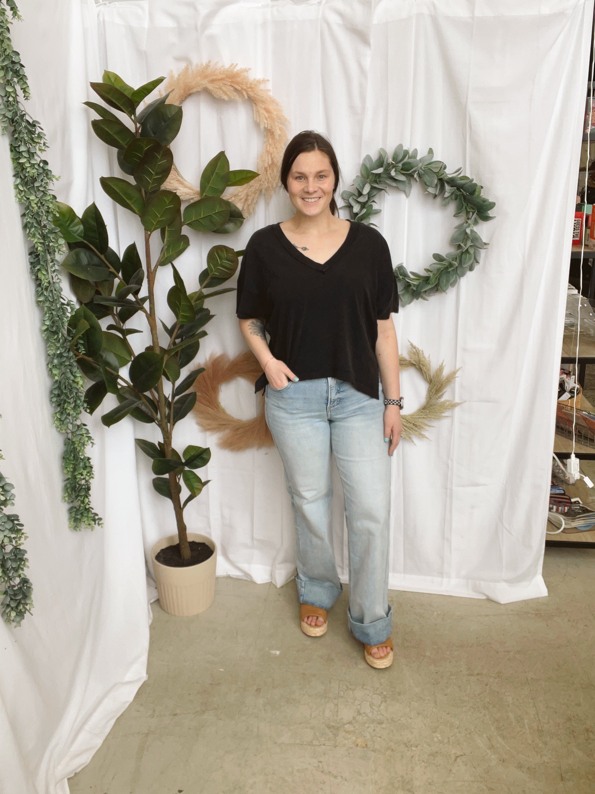 Risen Light Wash Cuff Jeans-Jeans-risen-The Silo Boutique, Women's Fashion Boutique Located in Warren and Grand Forks North Dakota