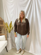 Mono B Laguna Scuba Sweatshirt-Brown-Sweatshirts-mono b-The Silo Boutique, Women's Fashion Boutique Located in Warren and Grand Forks North Dakota