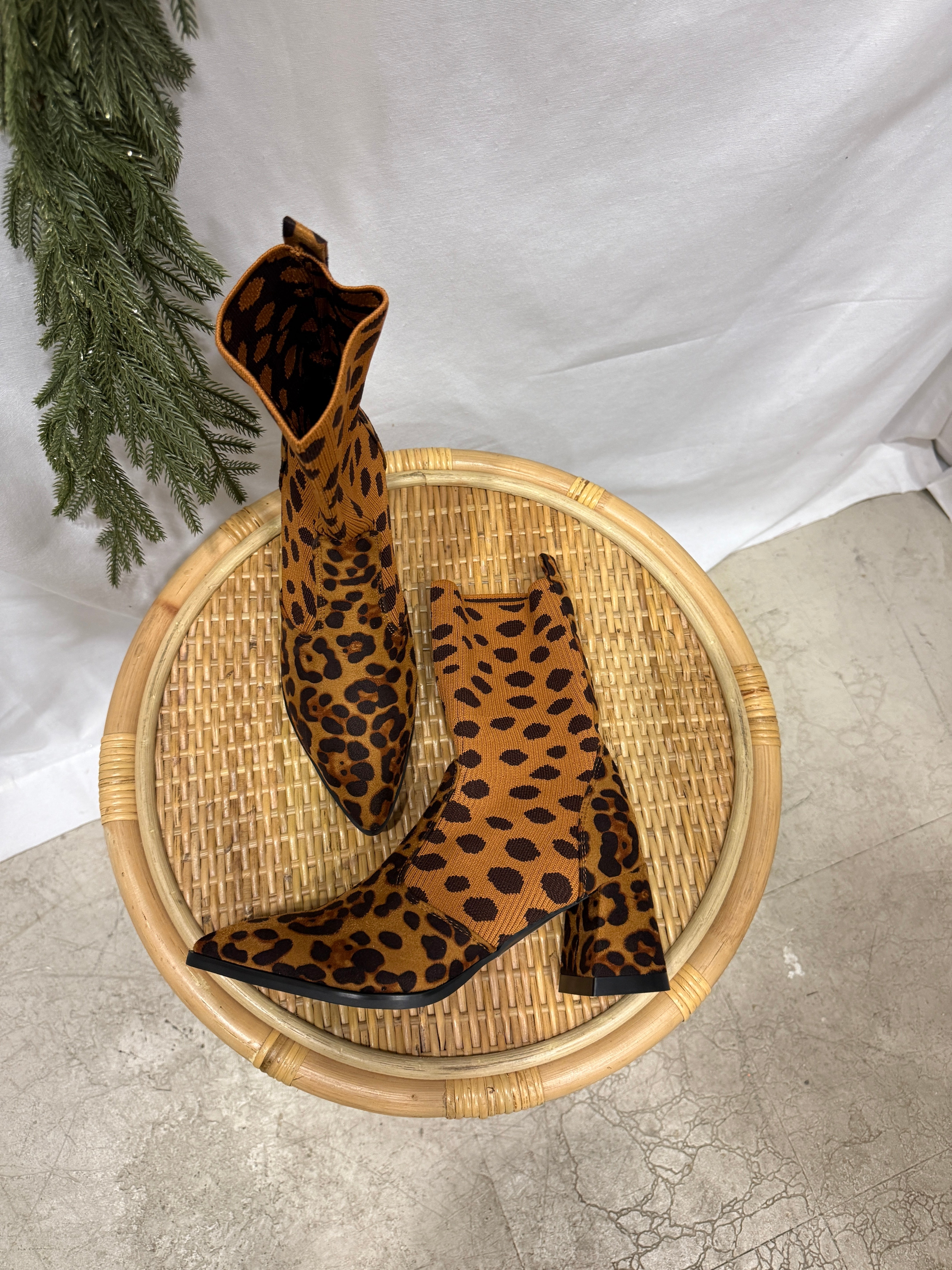 Leopard Knit Chelsey Boot-Final sale-Boots-lazyshoe-The Silo Boutique, Women's Fashion Boutique Located in Warren and Grand Forks North Dakota