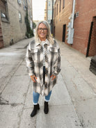 Almond Black Plaid Long Shacket-Final Sale-Shackets-mystree-The Silo Boutique, Women's Fashion Boutique Located in Warren and Grand Forks North Dakota