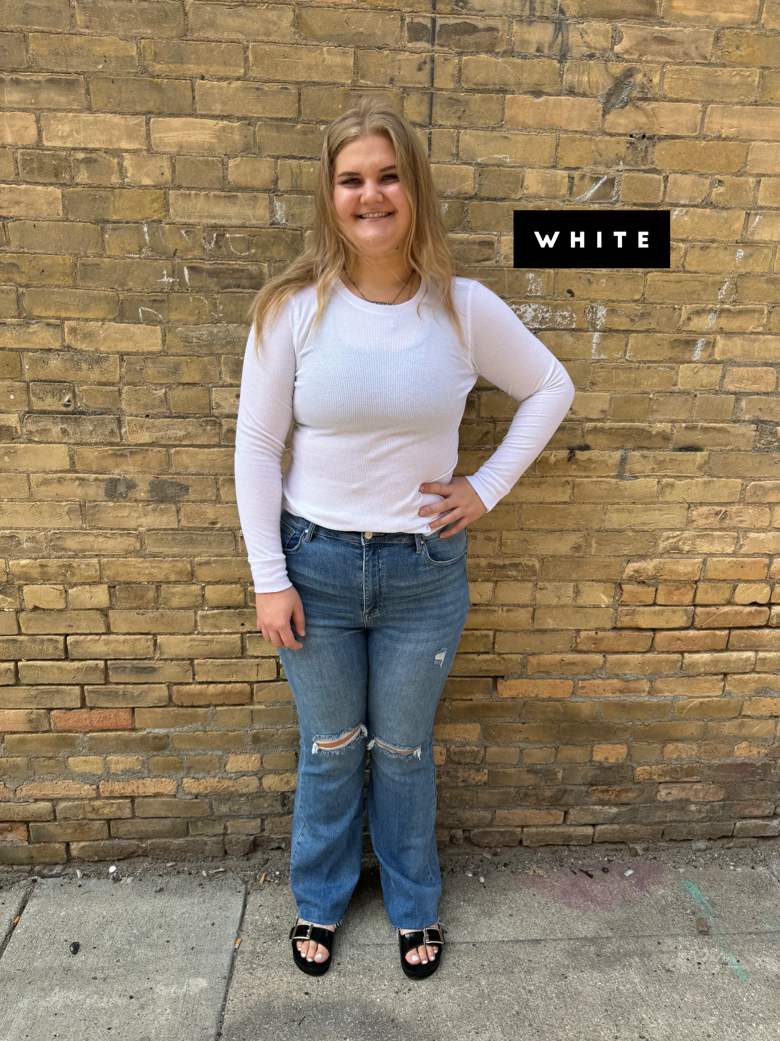 Long Sleeve Waffle Basic Top-The Silo Boutique-The Silo Boutique, Women's Fashion Boutique Located in Warren and Grand Forks North Dakota