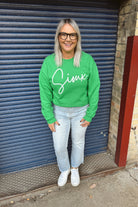 Go Green Sioux Puff Sweatshirt-Sweatshirts-central-The Silo Boutique, Women's Fashion Boutique Located in Warren and Grand Forks North Dakota