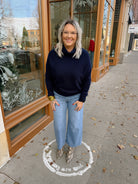 Navy Ivy Slouch Sweater-Sweaters-bluivy-The Silo Boutique, Women's Fashion Boutique Located in Warren and Grand Forks North Dakota