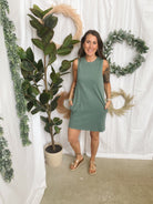 Hailey Mineral Wash Tank Dress-Dark Teal-Dresses-hyfve-The Silo Boutique, Women's Fashion Boutique Located in Warren and Grand Forks North Dakota