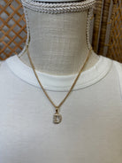 Rhinestone Initial Necklace-Necklaces-Fame-The Silo Boutique, Women's Fashion Boutique Located in Warren and Grand Forks North Dakota