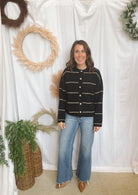 Tilly Black Stripe Cardigan-Cardigans-blu pepper-The Silo Boutique, Women's Fashion Boutique Located in Warren and Grand Forks North Dakota