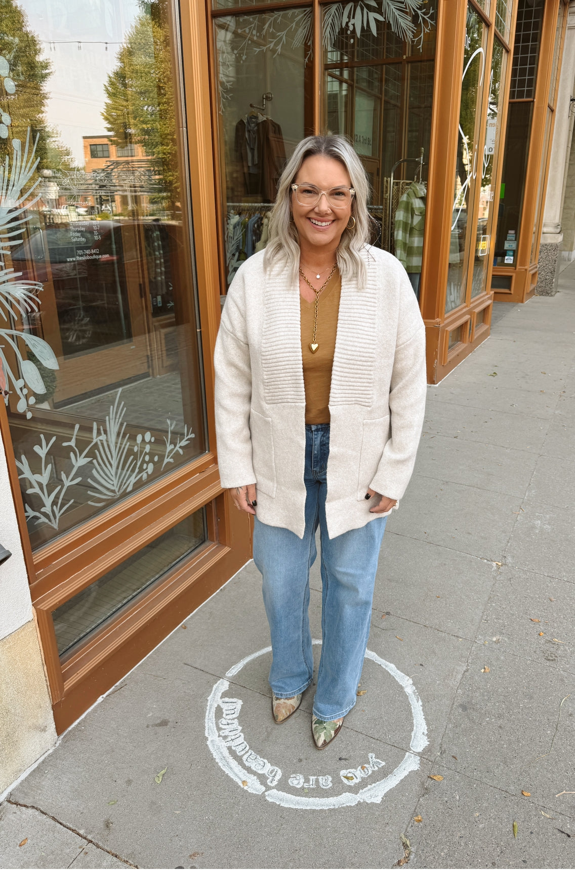 Oatmeal Open Solid Cardigan-Cardigans-staccato-The Silo Boutique, Women's Fashion Boutique Located in Warren and Grand Forks North Dakota