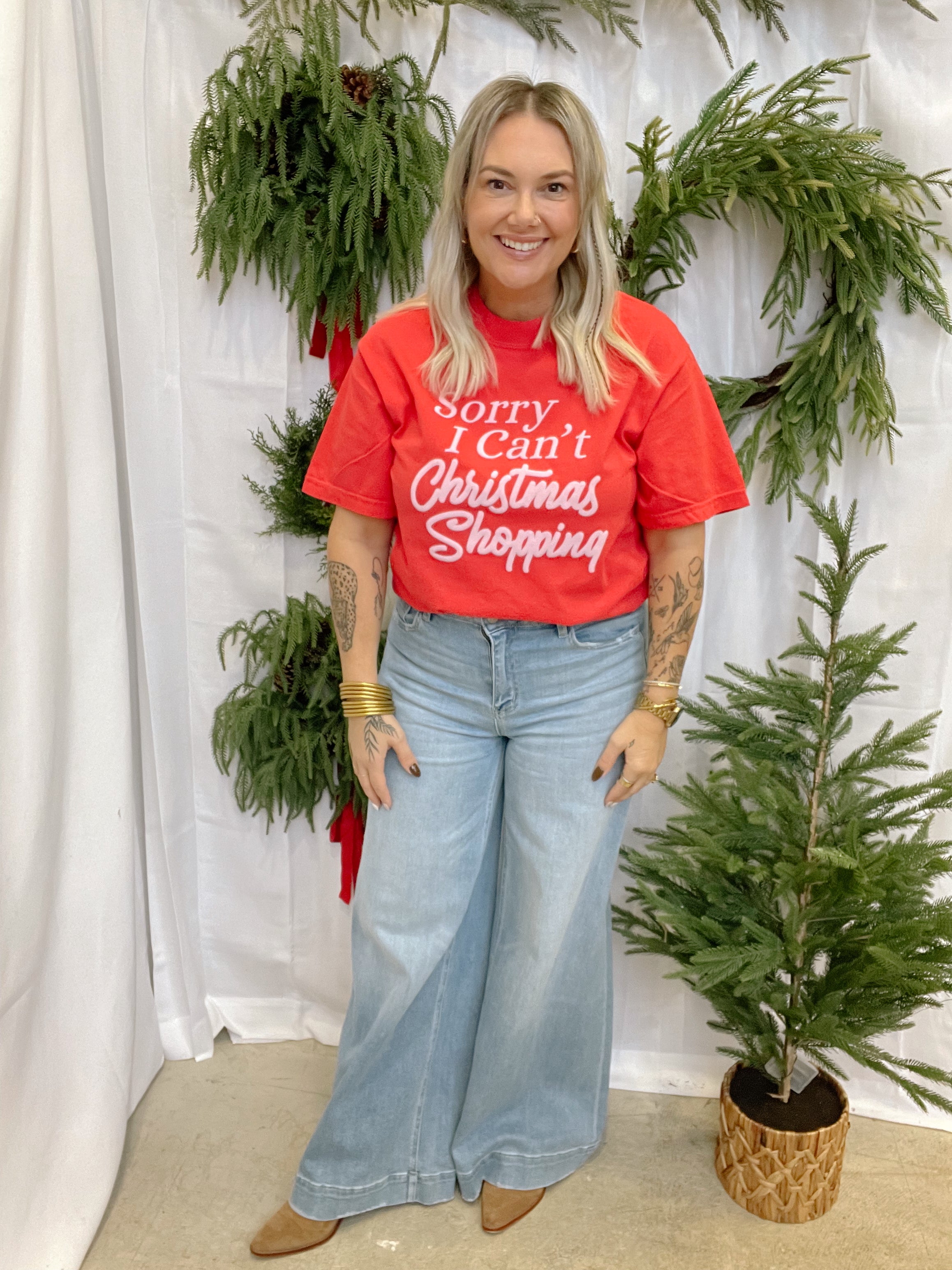 Christmas Shopping Tee-Final Sale-Graphic Tees-Summer Tees-The Silo Boutique, Women's Fashion Boutique Located in Warren and Grand Forks North Dakota