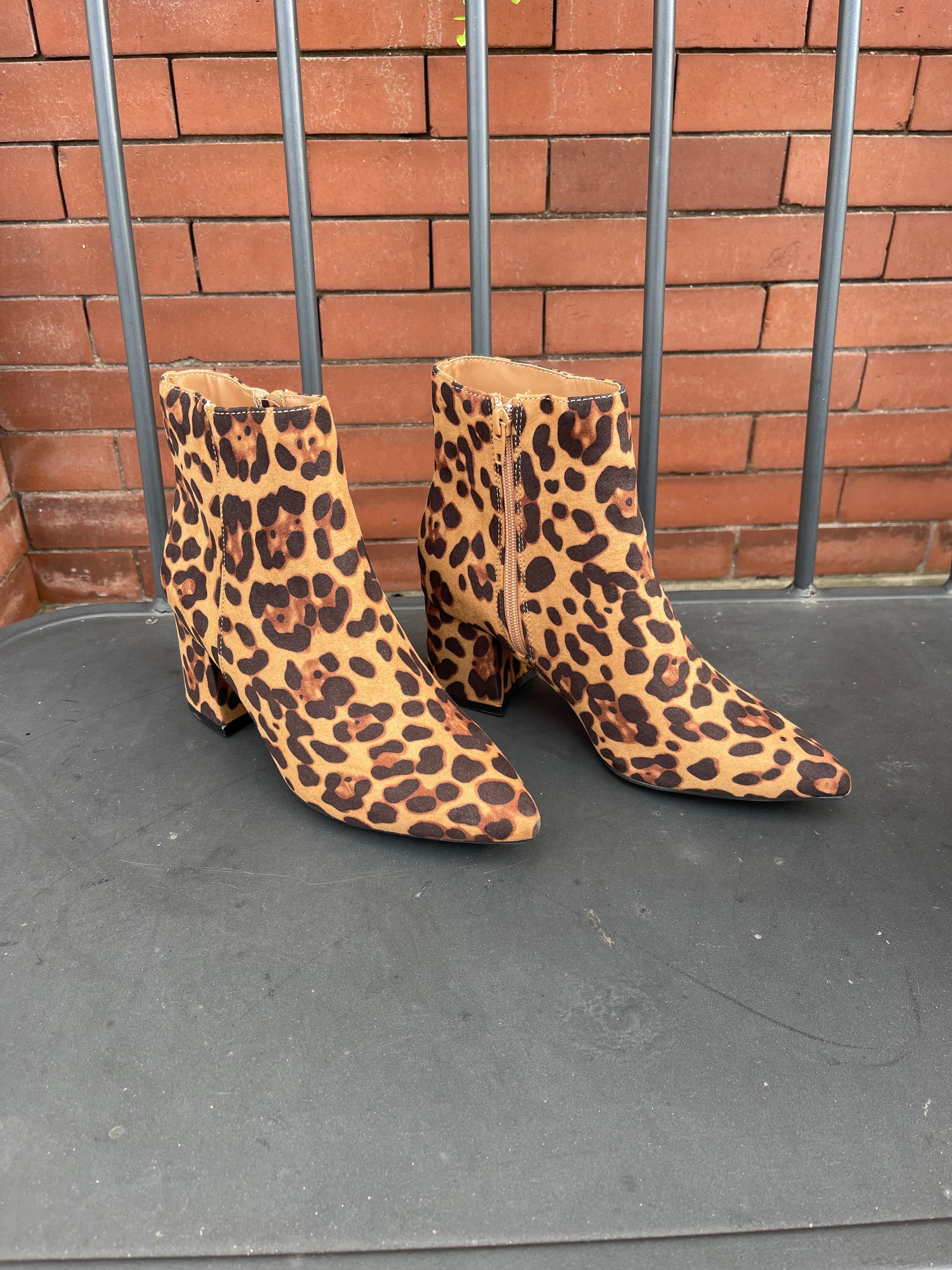 Bamboo Mode Leopard Bootie-Boots-bamboo-The Silo Boutique, Women's Fashion Boutique Located in Warren and Grand Forks North Dakota