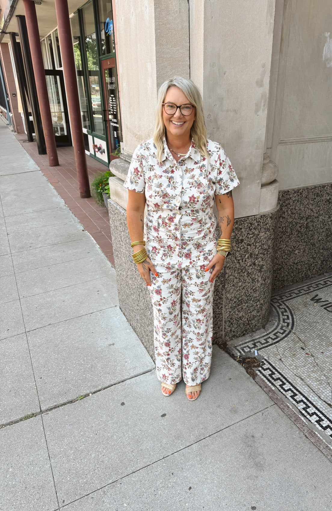 Ivory Multi Print Jumpsuit-Final Sale Online Only-Jumpsuits & Rompers-skies are blue-The Silo Boutique, Women's Fashion Boutique Located in Warren and Grand Forks North Dakota