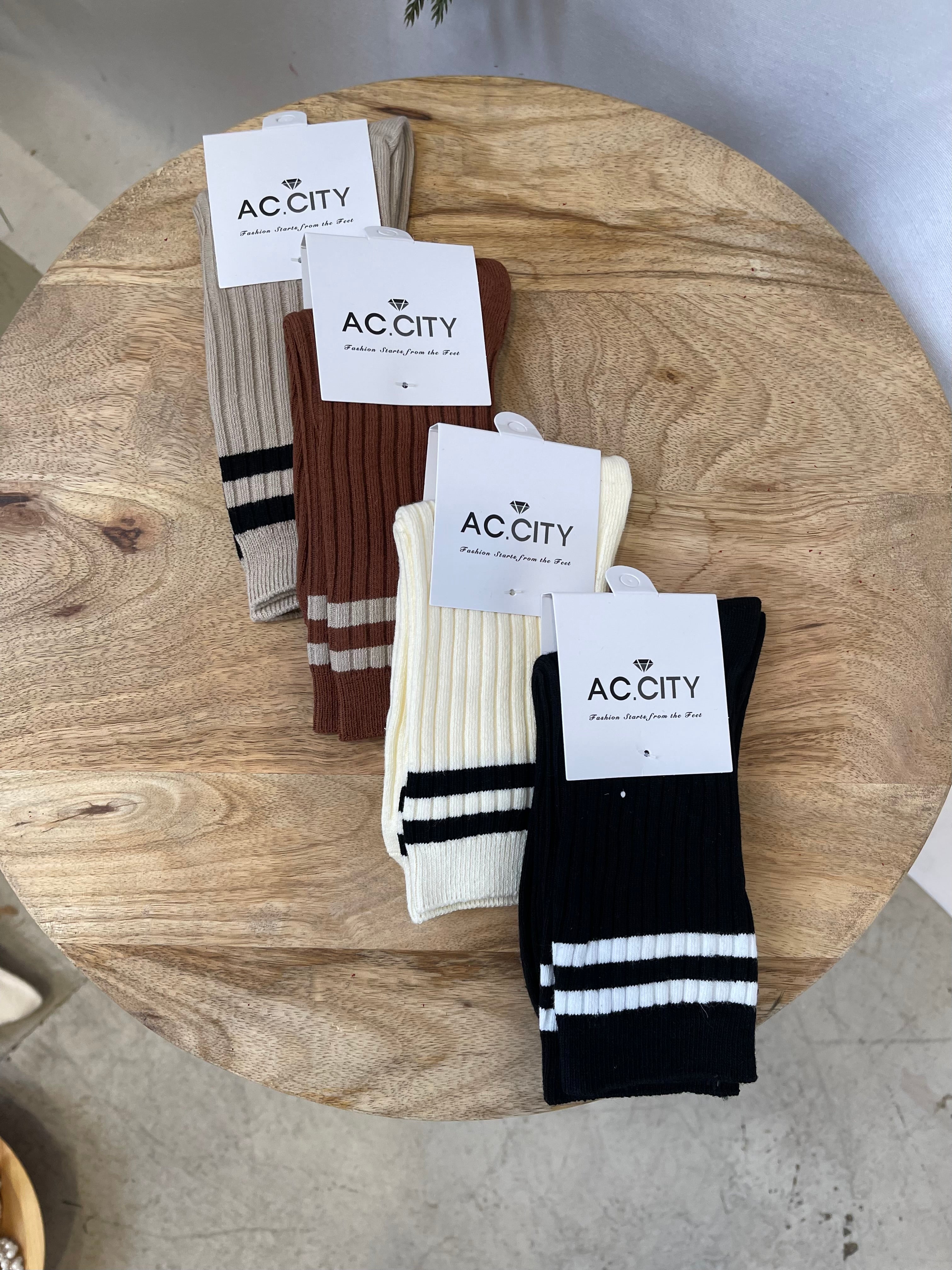 Classic Two Stripes Socks-socks-city-The Silo Boutique, Women's Fashion Boutique Located in Warren and Grand Forks North Dakota