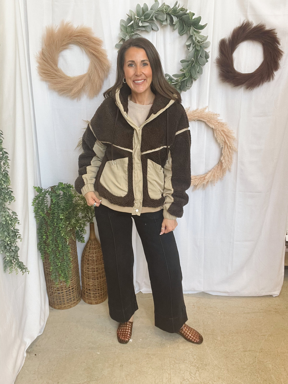 Connie Sherpa Jacket-Chocolate-Coats & Jackets-hyfve-The Silo Boutique, Women's Fashion Boutique Located in Warren and Grand Forks North Dakota