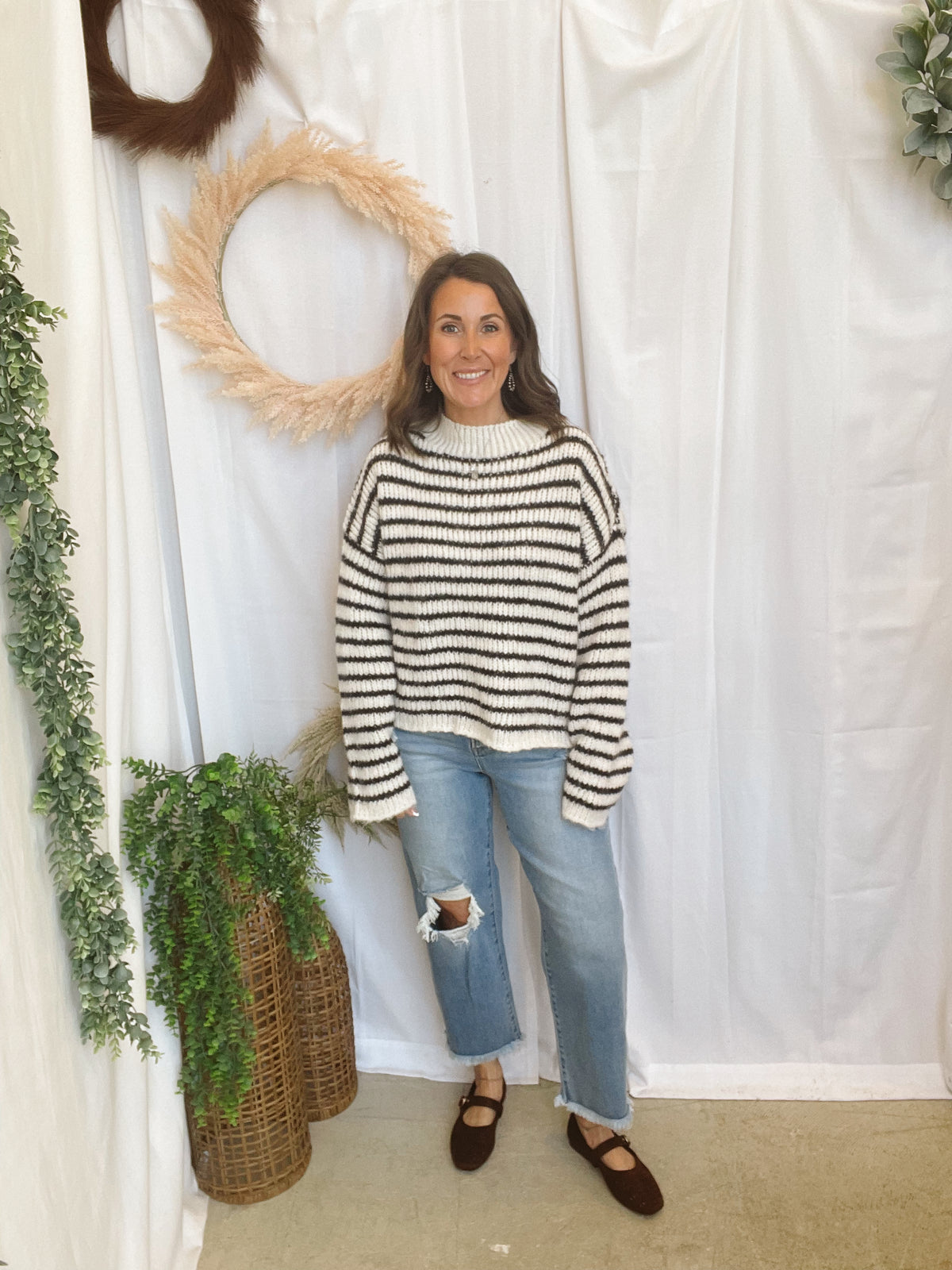Colbie Stripe Sweater-Ivory-Sweaters-blu pepper-The Silo Boutique, Women's Fashion Boutique Located in Warren and Grand Forks North Dakota