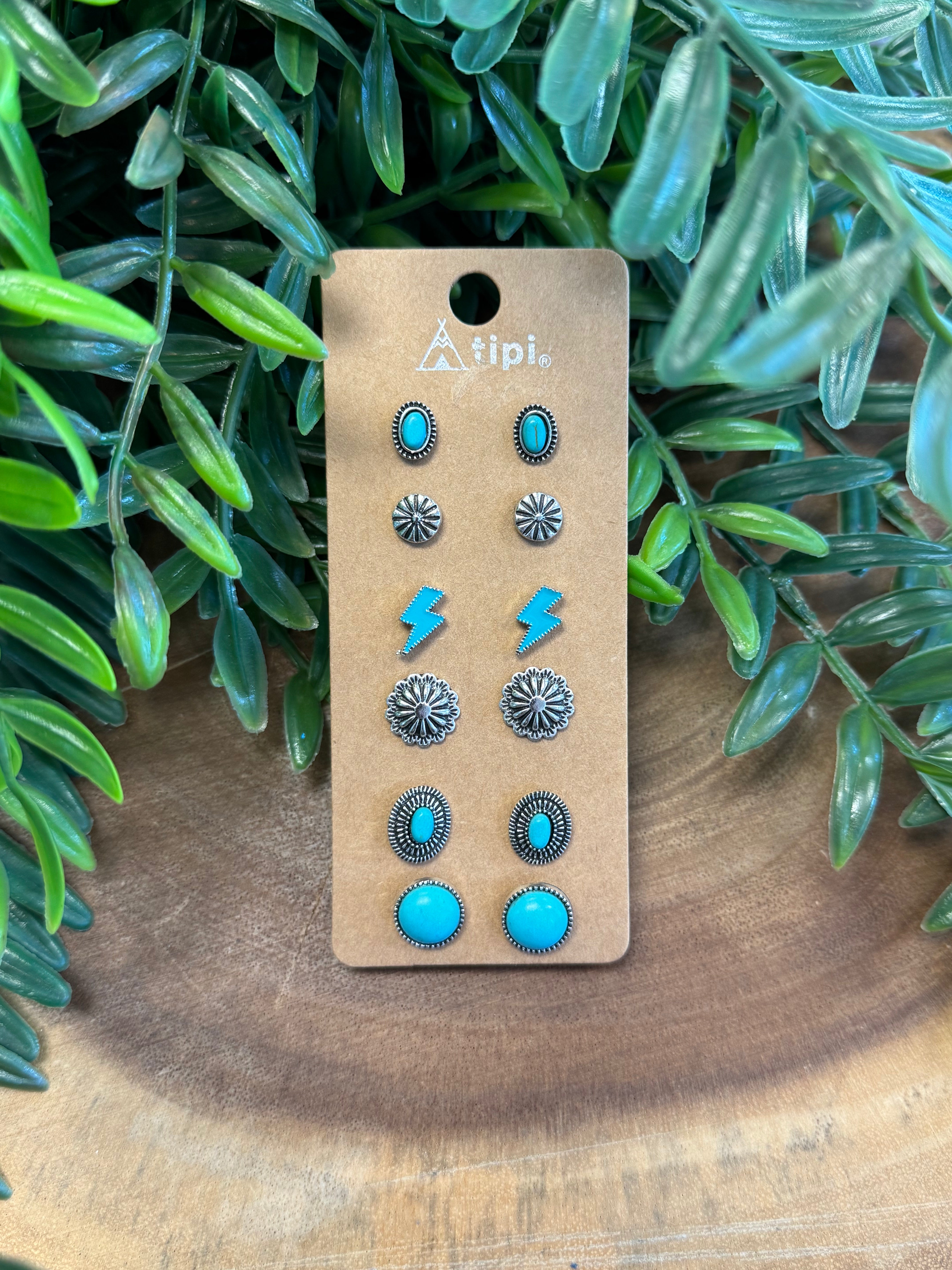 6 Pack Turquoise Earring Set-Earrings-Dallas Market-The Silo Boutique, Women's Fashion Boutique Located in Warren and Grand Forks North Dakota