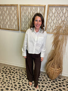 Elan Emily Rhinestone Top-White-Long Sleeve Tops-elan-The Silo Boutique, Women's Fashion Boutique Located in Warren and Grand Forks North Dakota