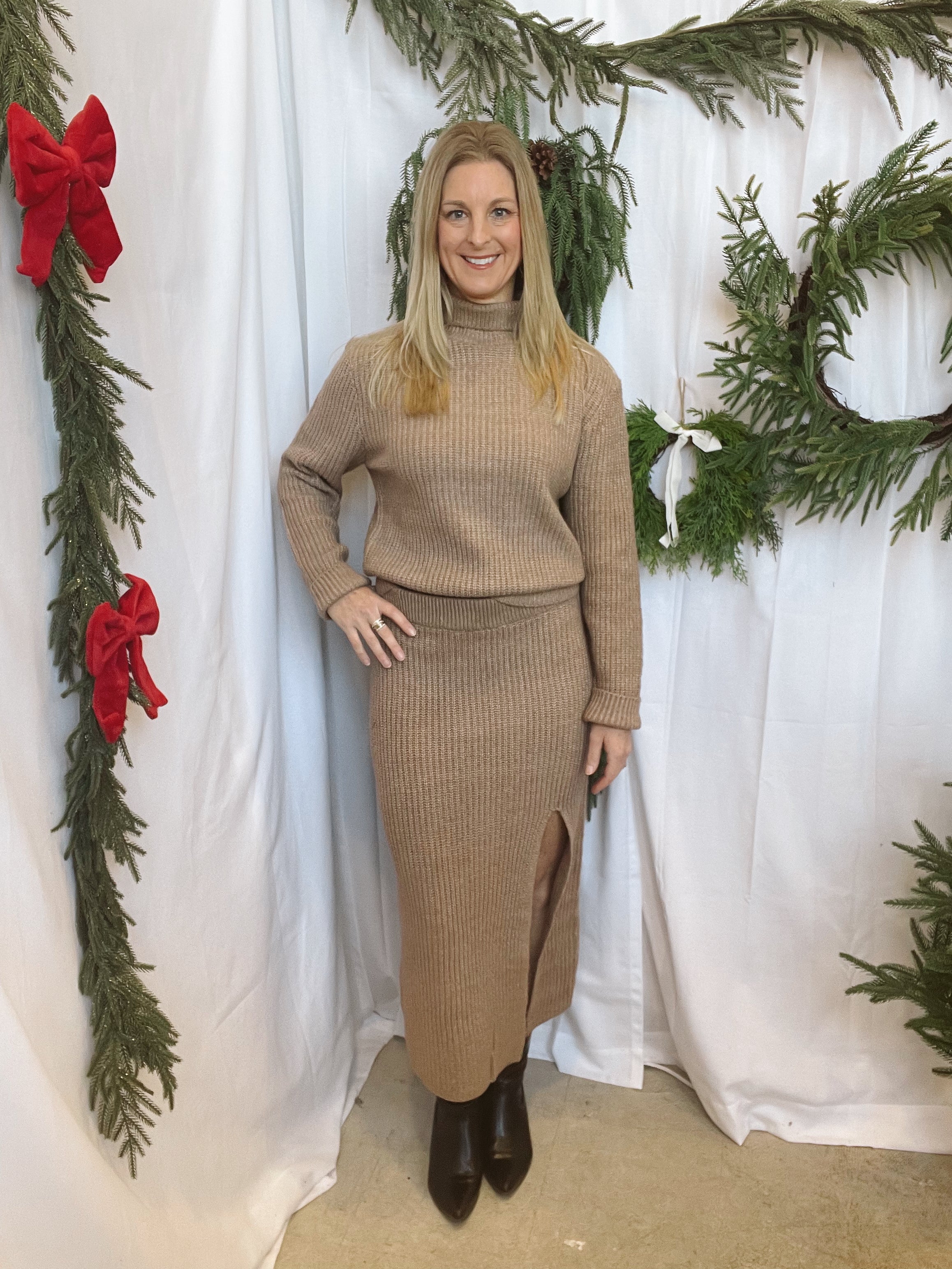 Riley Sweater Skirt-Caramel-Final Sale-Skirts-hyfve-The Silo Boutique, Women's Fashion Boutique Located in Warren and Grand Forks North Dakota
