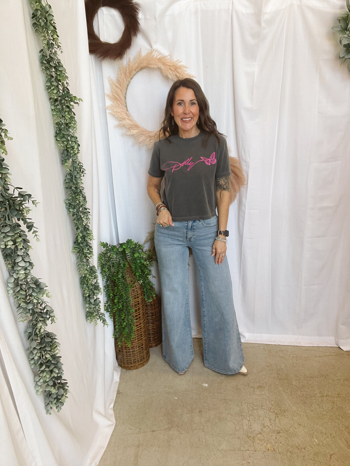 Dolly Signature Butterfly Tee-Graphic Tees-birdies-The Silo Boutique, Women's Fashion Boutique Located in Warren and Grand Forks North Dakota