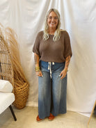 Pointelle Short Sleeve Sweater-Espresso-Final Sale-Sweaters-promesa-The Silo Boutique, Women's Fashion Boutique Located in Warren and Grand Forks North Dakota