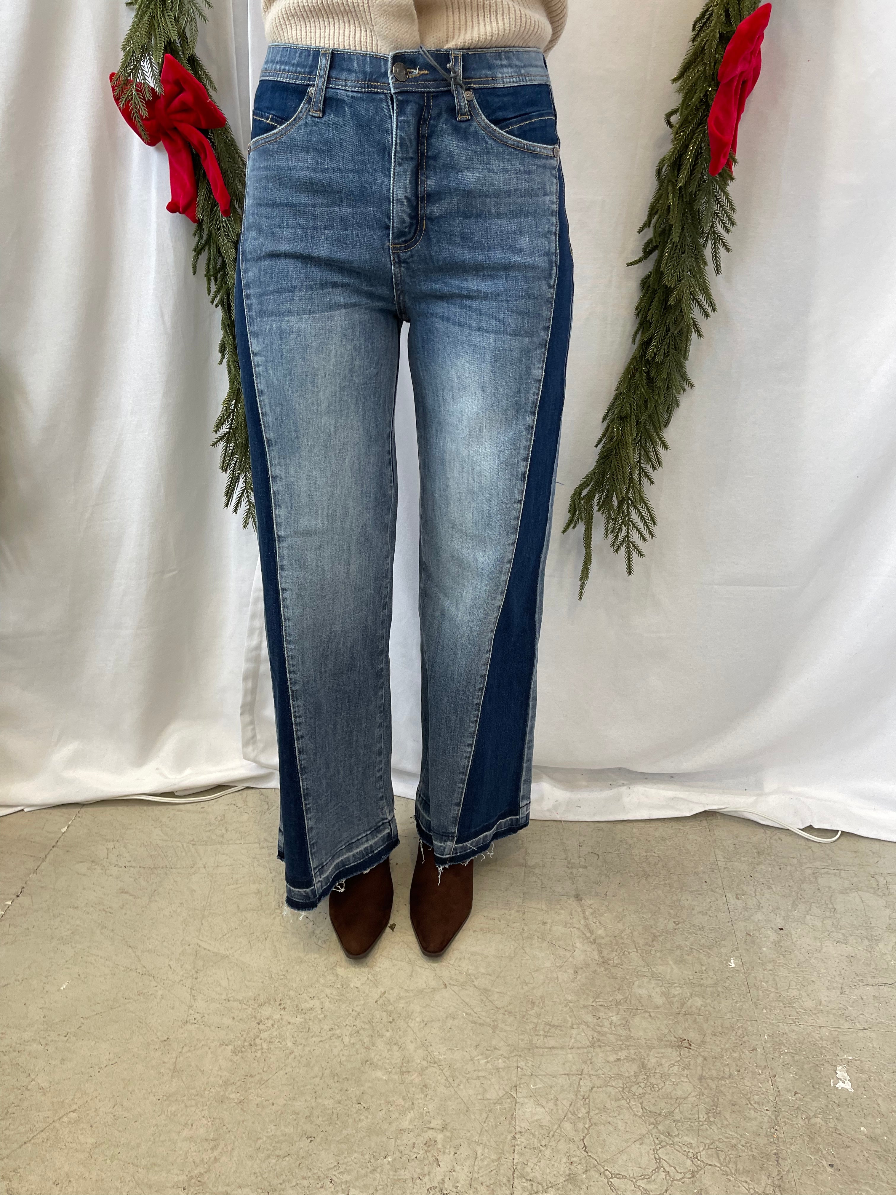 Saige Denim Wide Leg Jeans with Contrast-Jeans-saige-The Silo Boutique, Women's Fashion Boutique Located in Warren and Grand Forks North Dakota