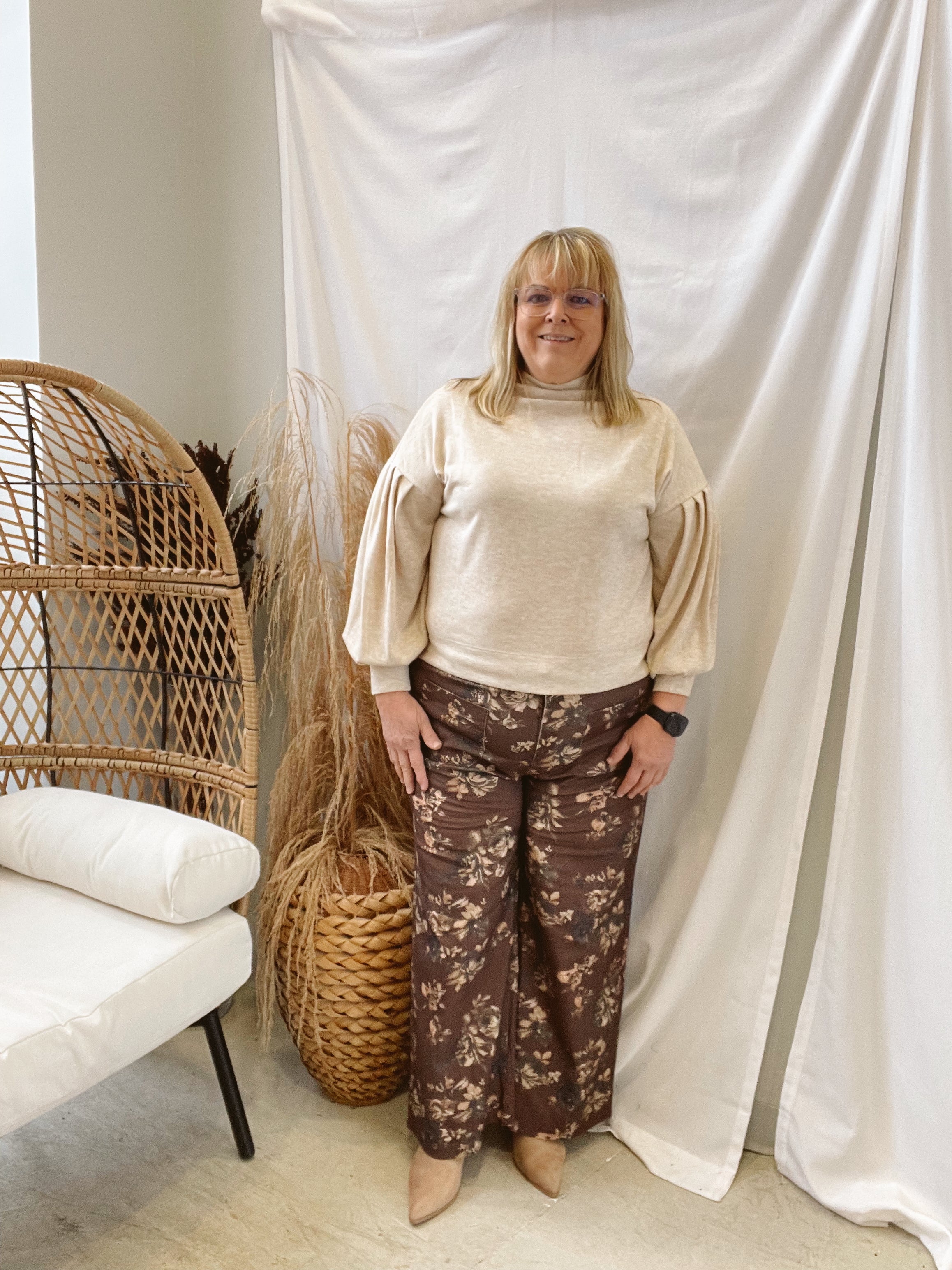 Everly Brown Floral Pants-Final Sale-Pants-ENTRO-The Silo Boutique, Women's Fashion Boutique Located in Warren and Grand Forks North Dakota