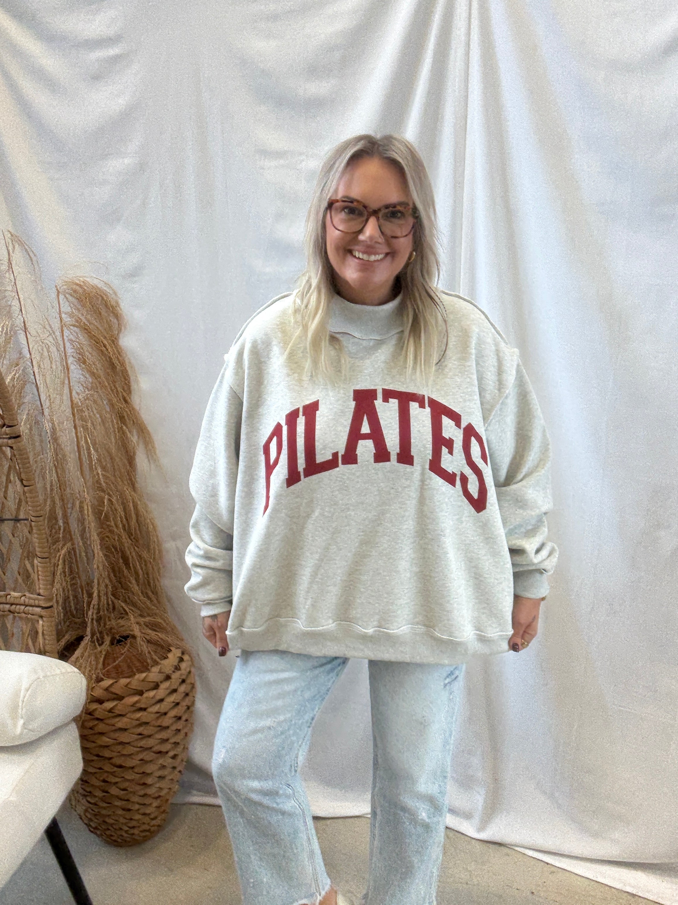 Pilates & Yoga Sweatshirt-Sweatshirts-bucketlist-The Silo Boutique, Women's Fashion Boutique Located in Warren and Grand Forks North Dakota