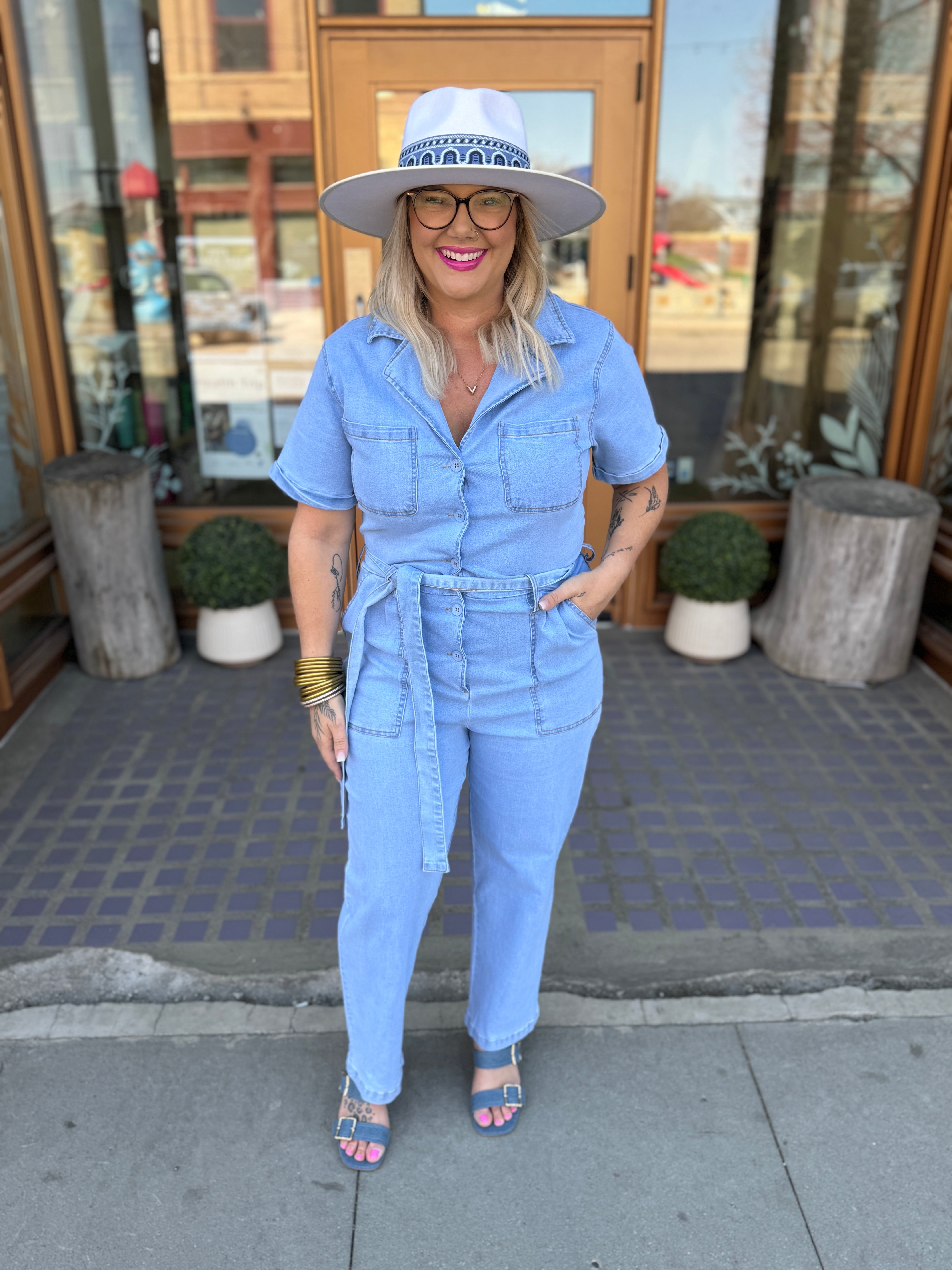 Kendall Denim Jumpsuit-Final Sale Online Only-Jumpsuits & Rompers-skies are blue-The Silo Boutique, Women's Fashion Boutique Located in Warren and Grand Forks North Dakota