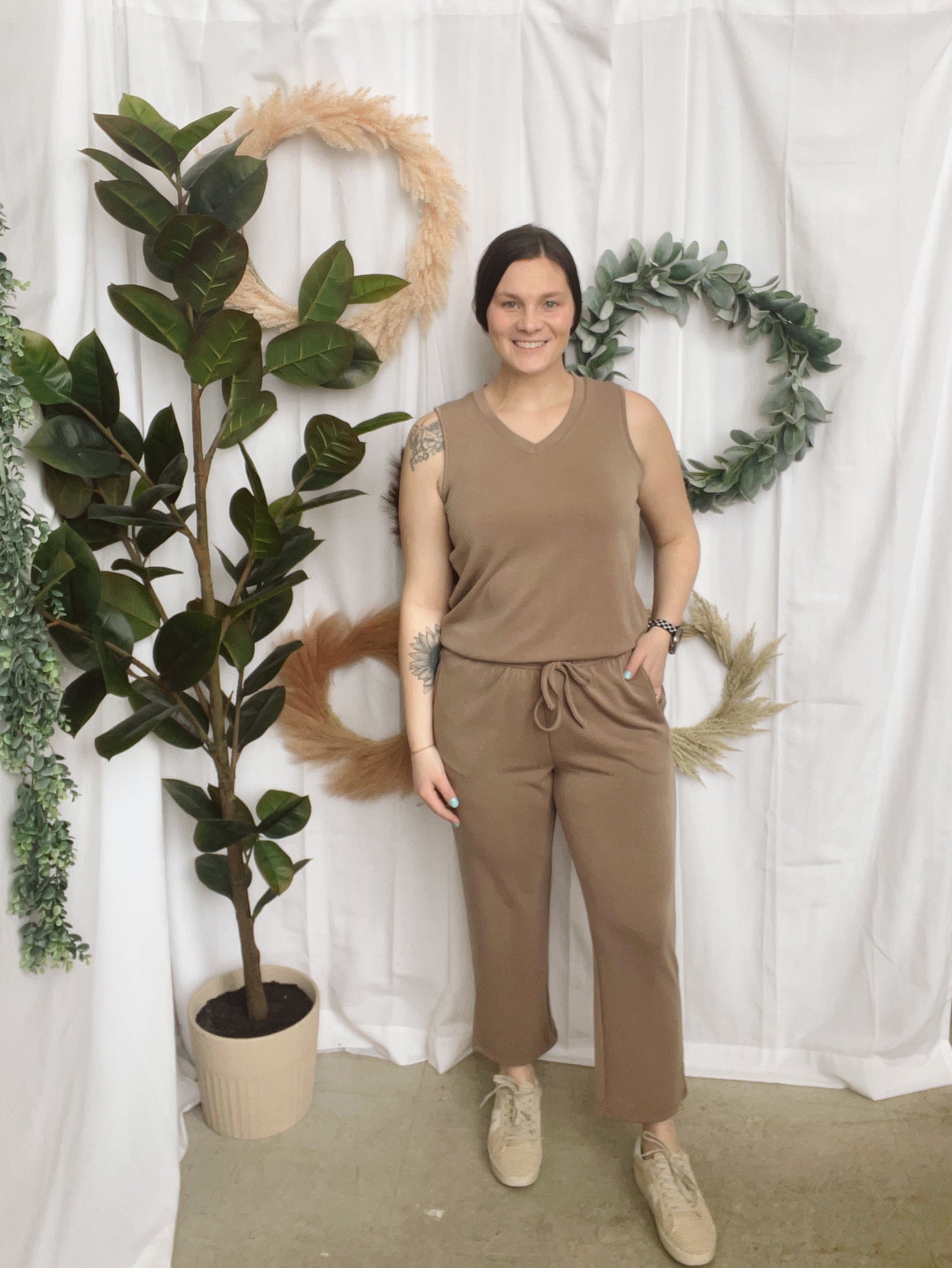 Mono B Everyday Pant Set-Taupe-Outfit Sets-mono b-The Silo Boutique, Women's Fashion Boutique Located in Warren and Grand Forks North Dakota