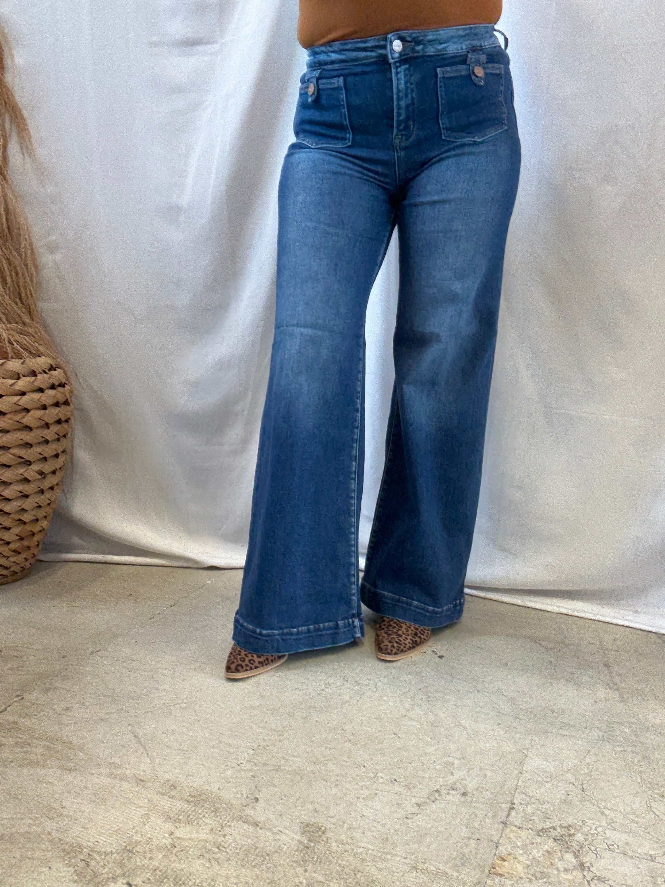 Risen Dark Wash Patch Pocket Jeans-Jeans-risen-The Silo Boutique, Women's Fashion Boutique Located in Warren and Grand Forks North Dakota