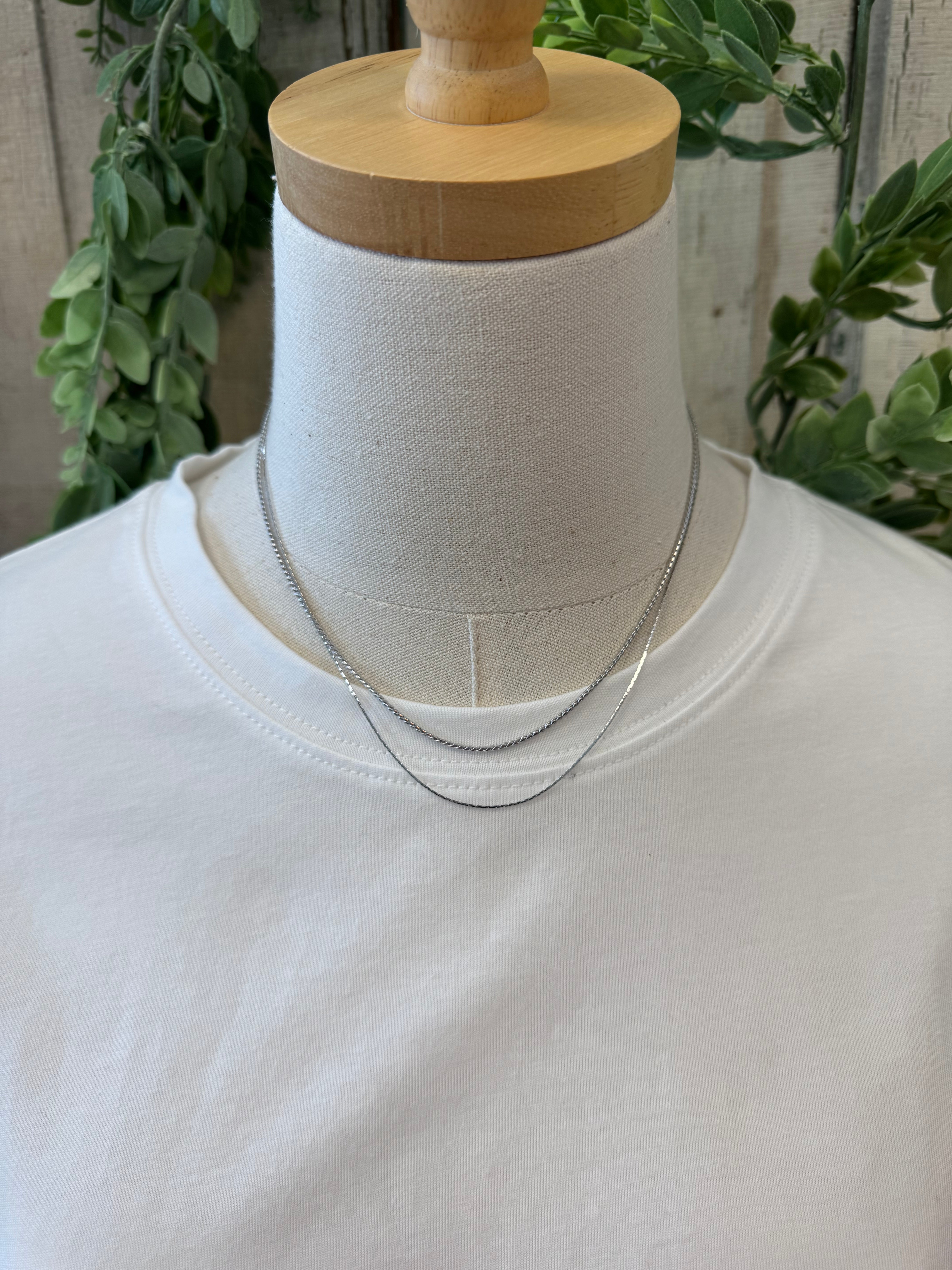 Kloey Double Chain Necklace-Silver-Necklaces-fame-The Silo Boutique, Women's Fashion Boutique Located in Warren and Grand Forks North Dakota