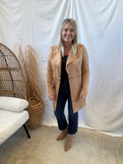 Long Sleeve Suede Jacket-Camel-Final Sale-Coats & Jackets-active basics-The Silo Boutique, Women's Fashion Boutique Located in Warren and Grand Forks North Dakota
