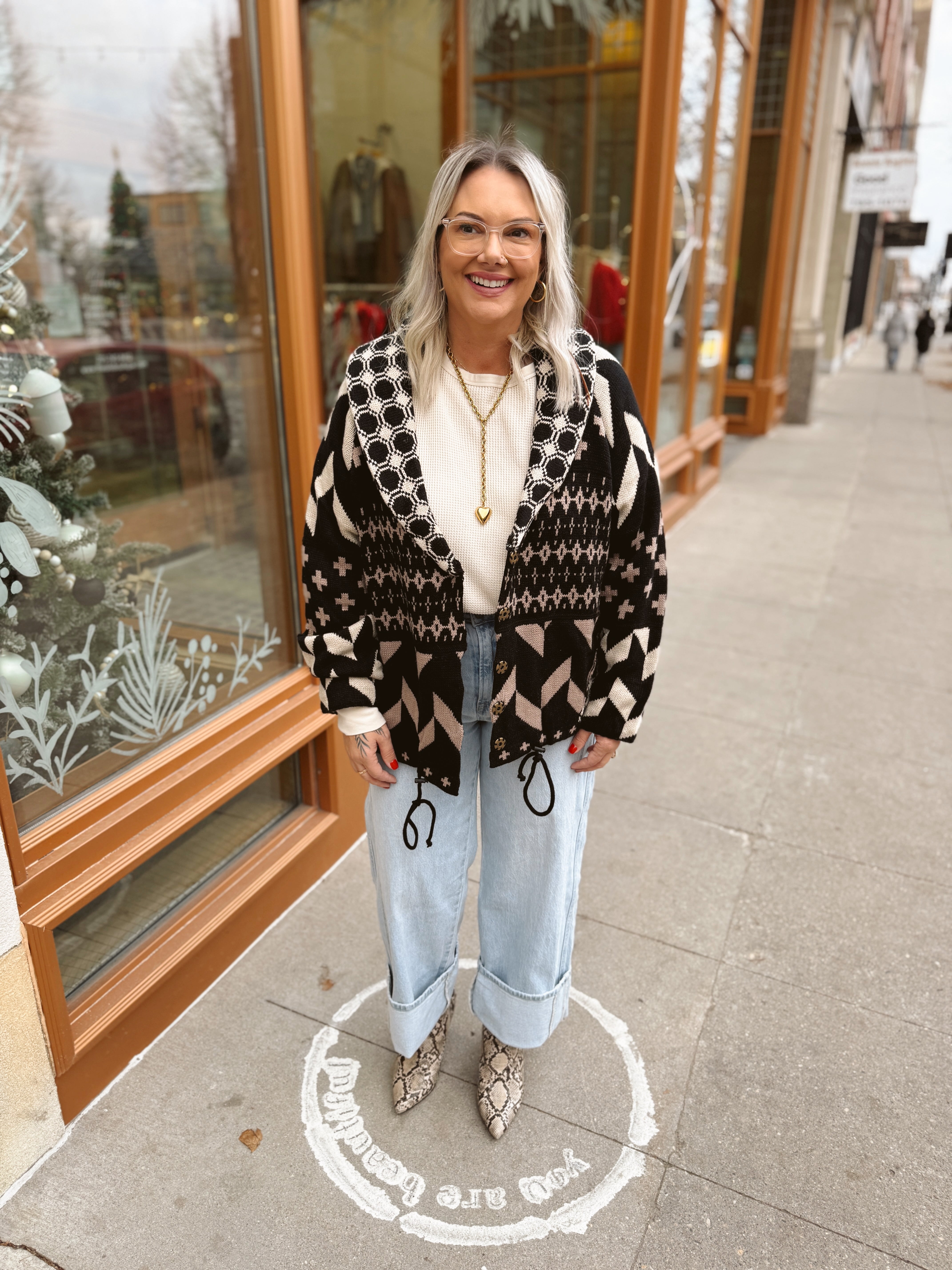 Cozy Printed Sherpa Cardigan-Cardigans-easel-The Silo Boutique, Women's Fashion Boutique Located in Warren and Grand Forks North Dakota