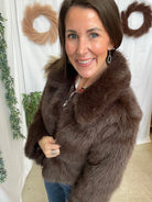 Gia Faux Fur Jacket-Brown-Coats & Jackets-blu pepper-The Silo Boutique, Women's Fashion Boutique Located in Warren and Grand Forks North Dakota