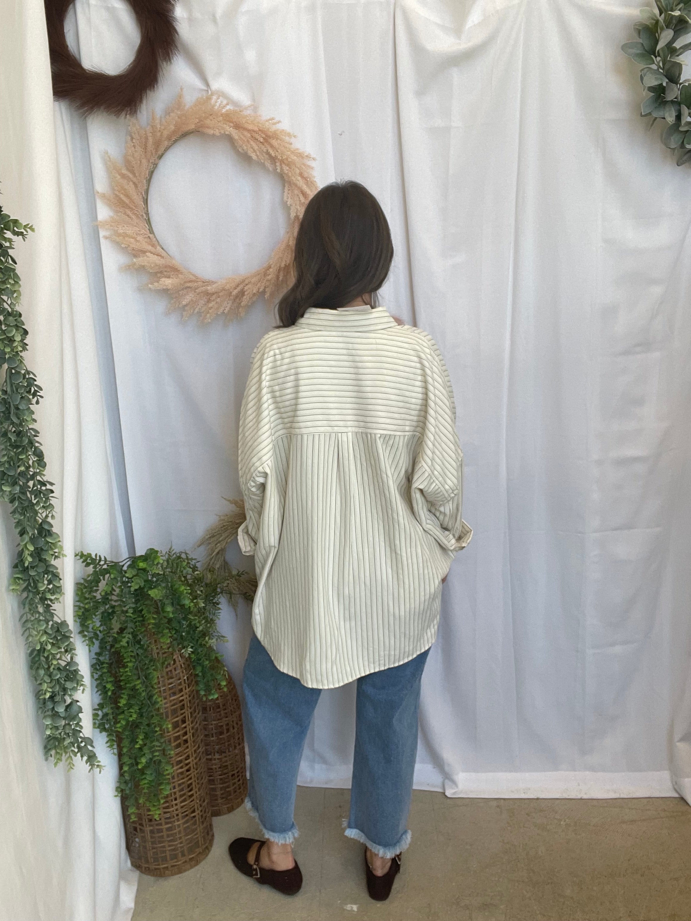 Emerson Button Down Top-Cream-Long Sleeve Tops-hyfve-The Silo Boutique, Women's Fashion Boutique Located in Warren and Grand Forks North Dakota