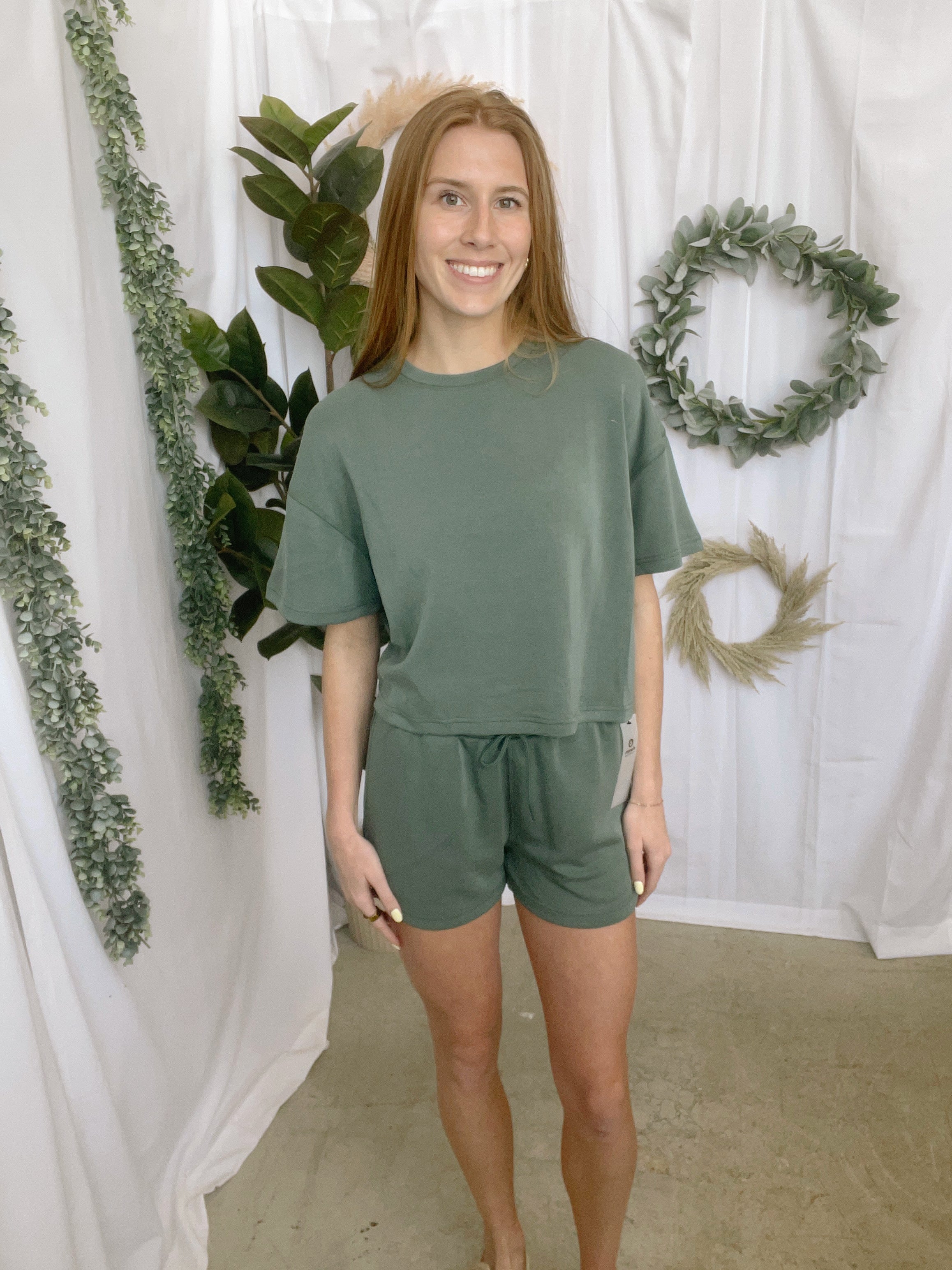 Mono B Laguna Short Set-Eldergreen-Outfit Sets-mono b-The Silo Boutique, Women's Fashion Boutique Located in Warren and Grand Forks North Dakota