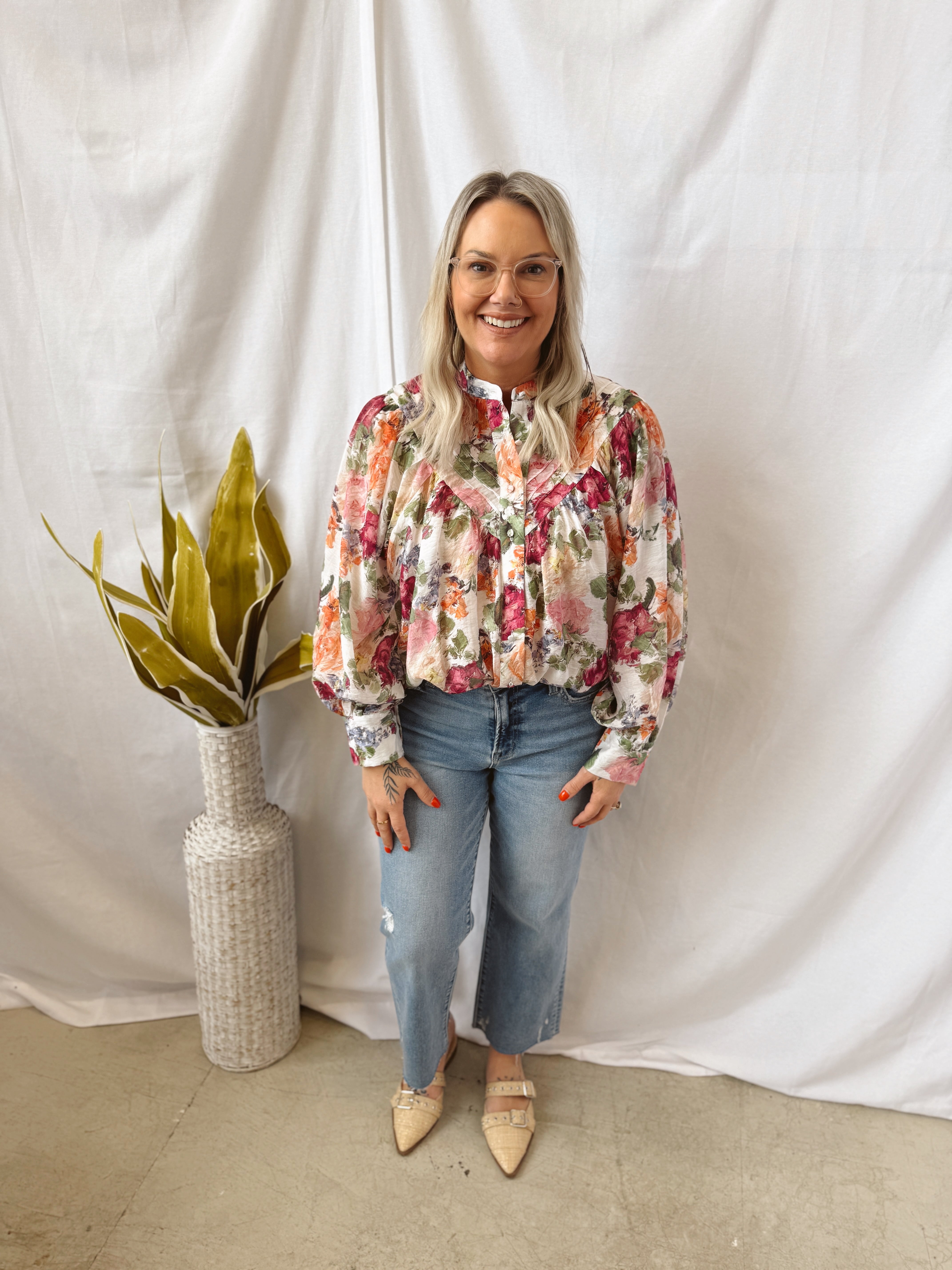 Vintage Floral Top-Long Sleeve Tops-eesome-The Silo Boutique, Women's Fashion Boutique Located in Warren and Grand Forks North Dakota