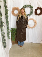 Fauna Leather Trench Coat-Brown-Coats & Jackets-lelis-The Silo Boutique, Women's Fashion Boutique Located in Warren and Grand Forks North Dakota