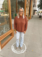 Mock Neck Ultra Soft Sweater-Brick-Vests-be cool-The Silo Boutique, Women's Fashion Boutique Located in Warren and Grand Forks North Dakota