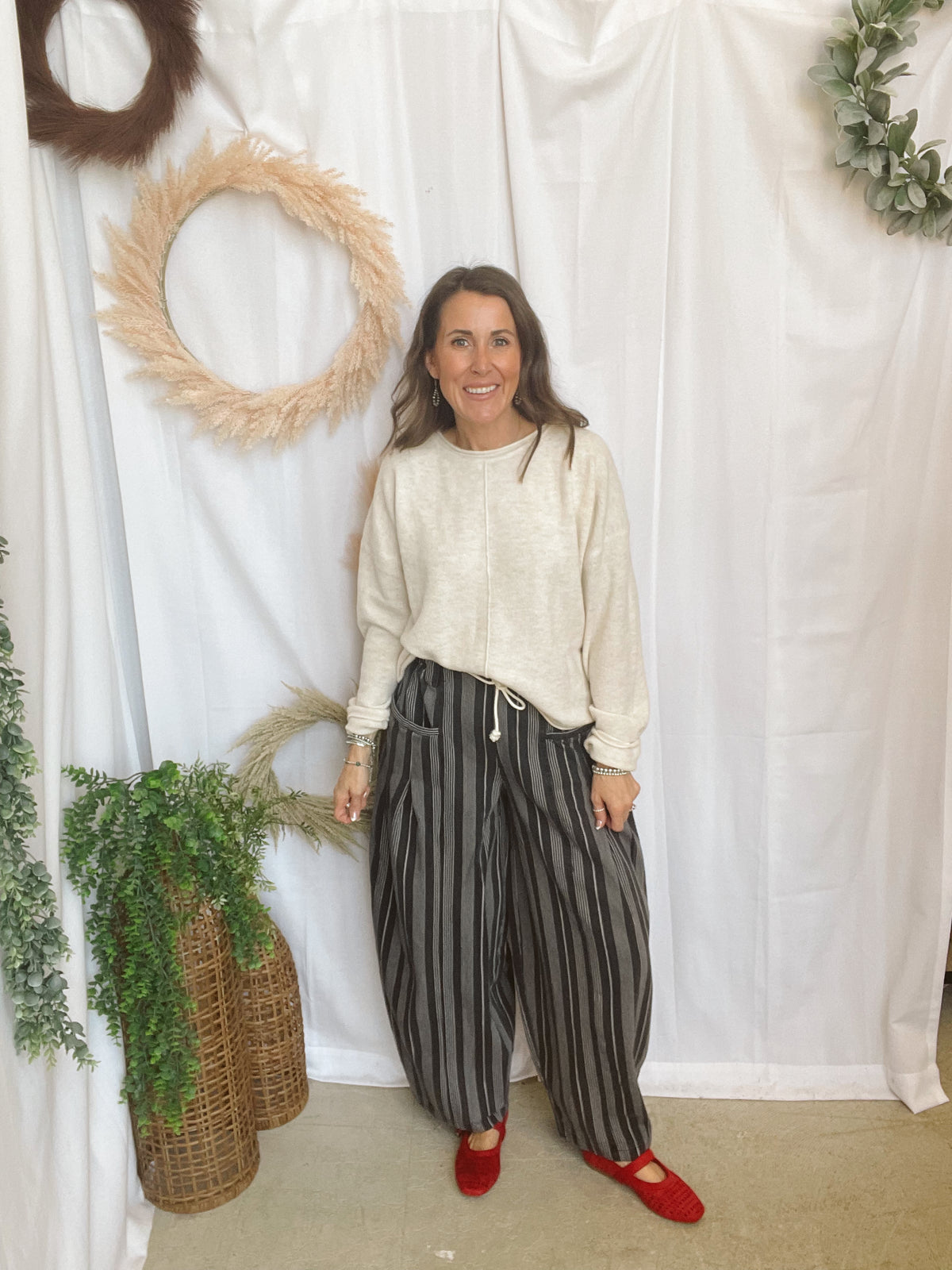 Bali Grey Denim Barrel Pants-Pants-davi-The Silo Boutique, Women's Fashion Boutique Located in Warren and Grand Forks North Dakota